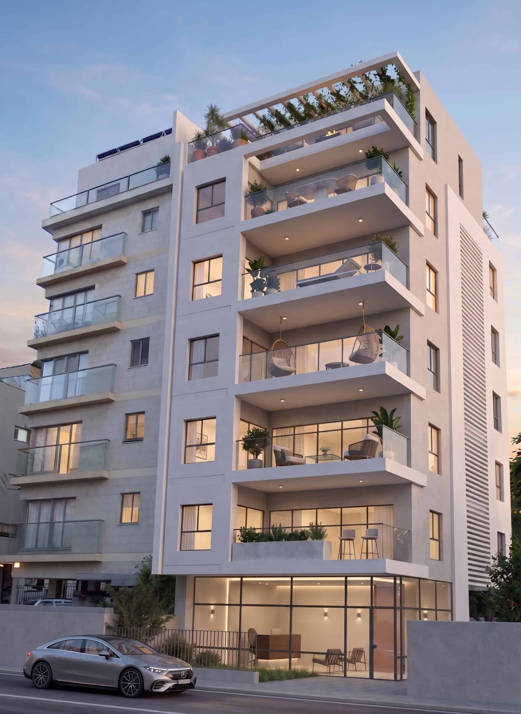 הדמיית בניין המגורים בפרויקט החי״ל 10 ברמת גן